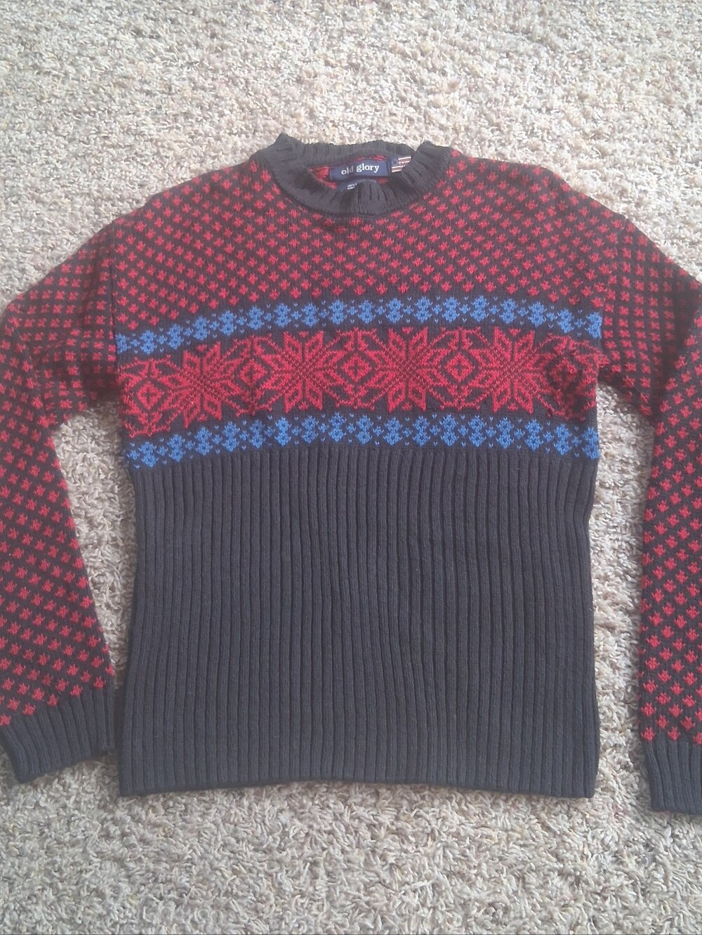 Vintage‎ 80s 90s Snowflake Christmas Knit Sweater Made in USA Old Glory Comfy